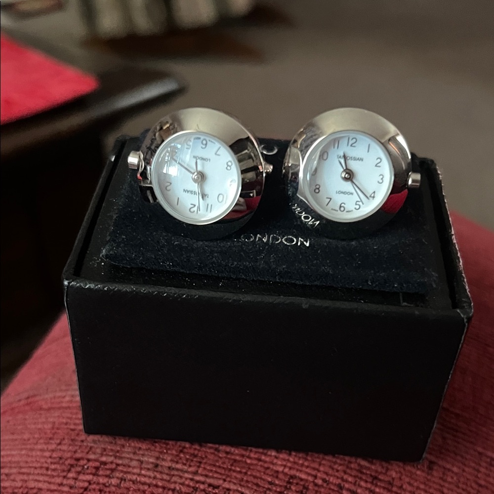 Tateossian Silver and White Watch Cuff Links